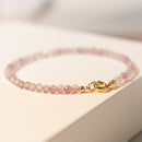 Natural Strawberry Quartz Bracelet – Original Handmade Design, High-Quality Elegant Artisanal Jewelry for Women