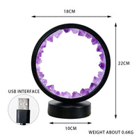 Amethyst Night Lamp 8.6" Natural Healing Crystal Bedside Lamp USB Port 3 Colours Dimming Mode Bedroom Lamp Suitable Night Light for Living Room Bedroom Office Home Decor Ideal Gift ﻿