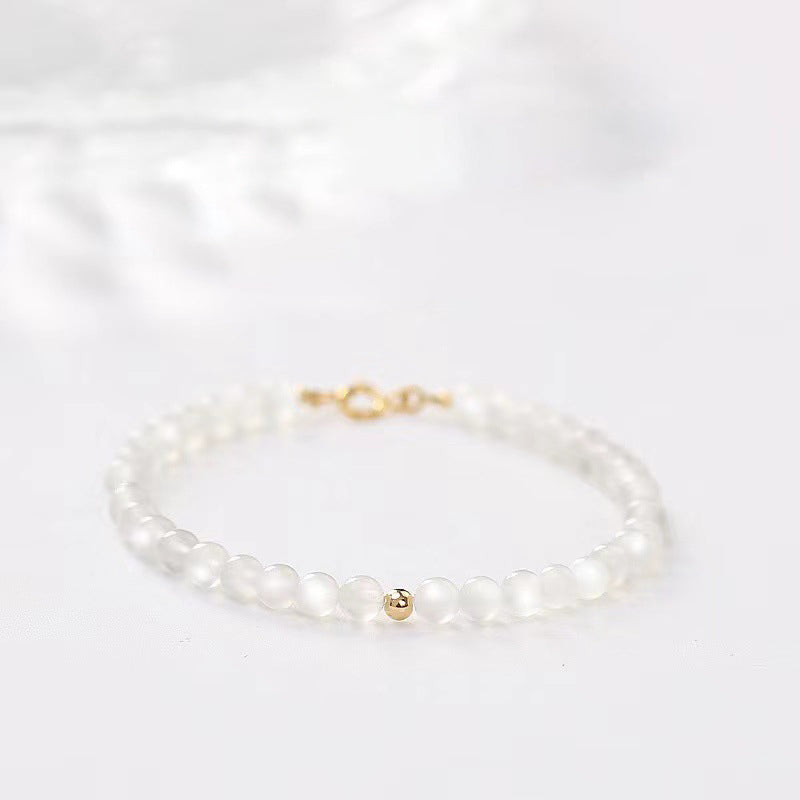 Crystal Bracelet For Women - 6mm Beads Moonstone Moonstone Bracelets For Women for Emotional Balance - Gifts For Women