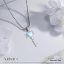 Audinceed Hecate's Key S925 Sterling Silver Moonstone Necklace, Witchtok Collection, Hekate Triple Moon Goddess Pagan Wiccan Magic Silver Necklace Pendant Protection Blessed Amulet Jewelry Gift for Women Men