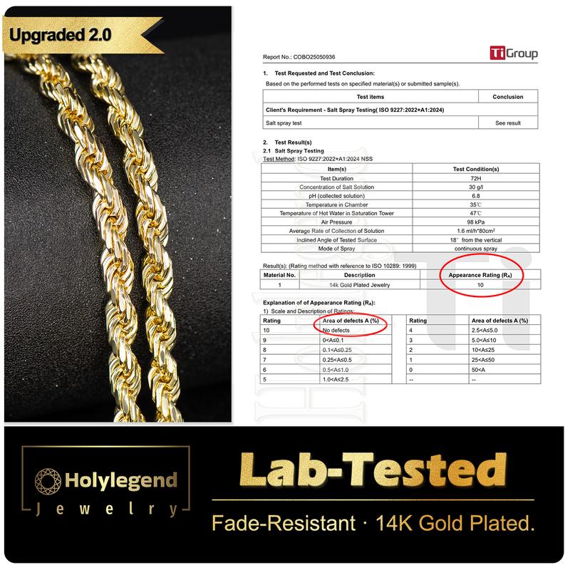 Holylegend 14K Gold-Plated Rope, Cuban, Figaro Set, 24" Length, Necklaces & Bracelet