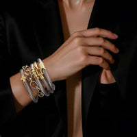 Mytys 5Pcs Women’s Cuff Bracelet Set – Elegant Two-Tone Bangles, Perfect Gift Stylish Jewelry Trendy Fashionable Accessories