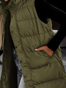 BTFBM Women's Long Puffer Vest with Quilted Hood and Button Down Closure for Winter Coat 2025 - Tops, Womenswear