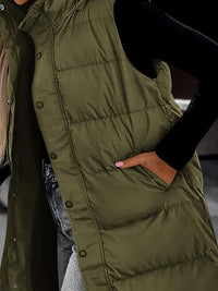 BTFBM Women's Long Puffer Vest with Quilted Hood and Button Down Closure for Winter Coat 2025 - Tops, Womenswear
