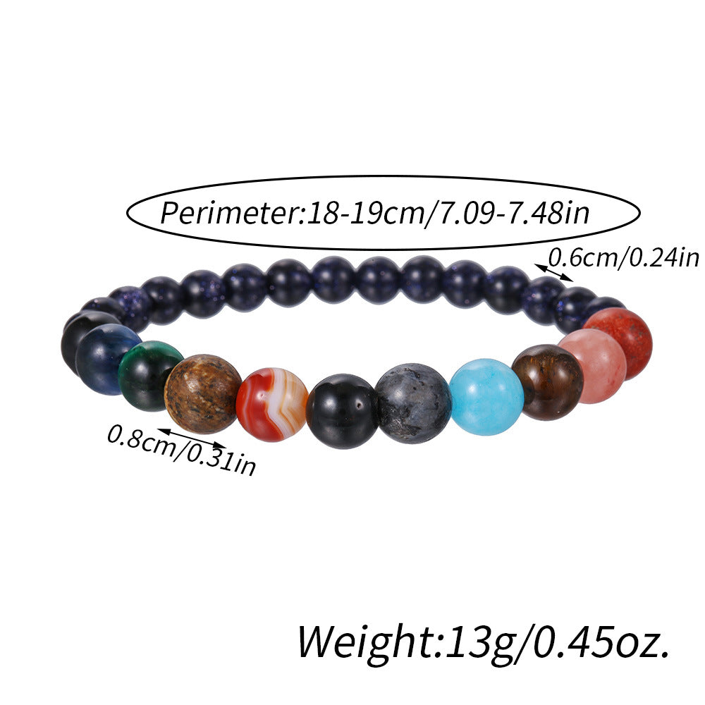 Solar System Bracelet Universe Galaxy The Eight Planets Guardian Star Natural Stone Beads Bracelet