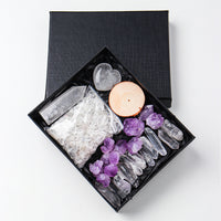 Natural Amethyst Raw Crystal Set – Hexagonal Point Tower & Crushed Stones, Healing Gemstone Collection