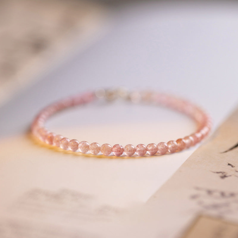 3mm Round Bead Strawberry Quartz Bracelet – 16cm Wrist Size