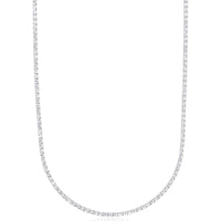 GLD Micro Tennis Necklace in 14k White Gold - Gold Plated, CZ Diamond Stones, Chain Lengths 16-28"