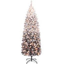 【Led Light】Yaheetech Pre-lit Artificial Christmas Tree with Incandescent Warm White Lights, Snow Flocked Full Prelighted Xmas Tree Foldable Stand Decor Decoration Ornaments