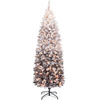 【Led Light】Yaheetech Pre-lit Artificial Christmas Tree with Incandescent Warm White Lights, Snow Flocked Full Prelighted Xmas Tree Foldable Stand Decor Decoration Ornaments