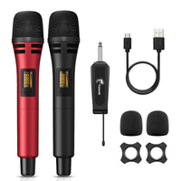 TONOR TW320/TW630 Wireless Microphones with UHF Dual Karaoke Microphone System, 15 Adjustable Channels, Cordless Design & Rechargeable Receiver