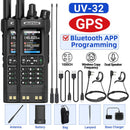 1/2PCS BAOFENG UV32 GPS Ham Radio Walkie Talkie 10W APP Programming Wireless Copy Frequency Rechargeable uv32 Multi Band 2500mAh UV-32 uv-32 Type-C AM FM NOAA Radio