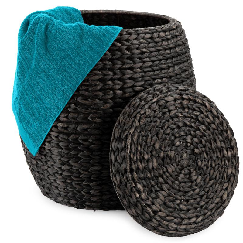 Best Choice Products Vintage Multipurpose Hyacinth Storage Organizer Tote Basket w/ Lid