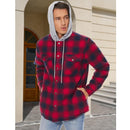 MAGCOMSEN Men's Flannel Shirt Jacket with Hood Quilted Lined Long Sleeve Plaid Hooded Jacket Button Down Spring Winter Warm Coat