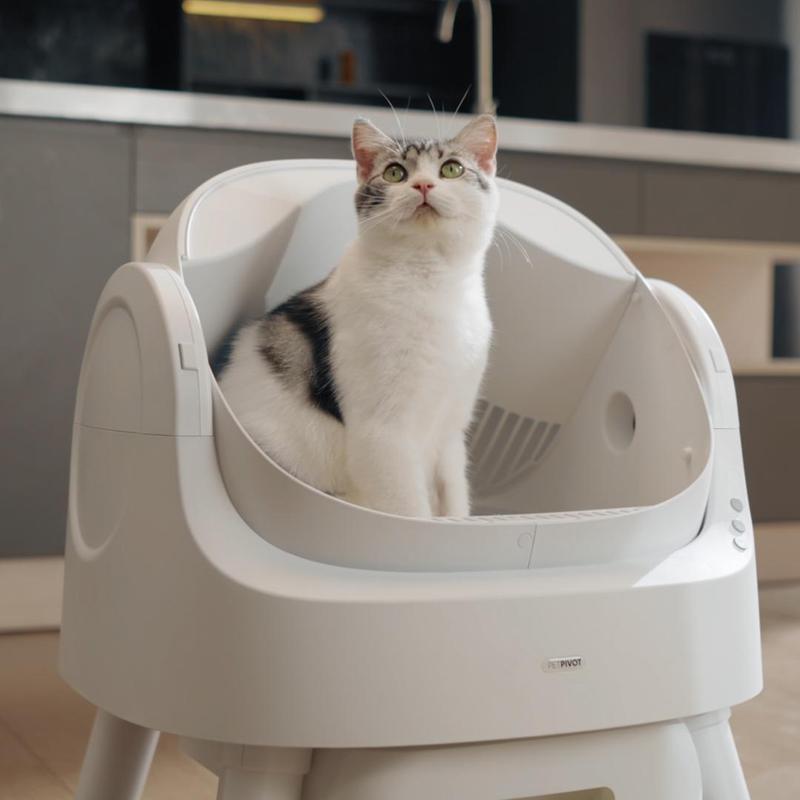 PetPivot AutoScooper 11 Open-Top Self-Cleaning Cat Litter Box，Odor-Free Waste Disposal includes Trash Bags
