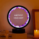 Amethyst Night Lamp 8.6" Natural Healing Crystal Bedside Lamp USB Port 3 Colours Dimming Mode Bedroom Lamp Suitable Night Light for Living Room Bedroom Office Home Decor Ideal Gift ﻿