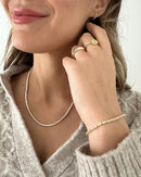 PAVOI 14K Gold Plated 3mm Simulated Diamond Tennis Necklace for Women | Chunky Long Gold Chain | Sizes 15" & 18" | Elegant Simulated Diamonds | Classic Tennis Style Jewelry