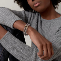 Mytys 5Pcs Women’s Cuff Bracelet Set – Elegant Two-Tone Bangles, Perfect Gift Stylish Jewelry Trendy Fashionable Accessories