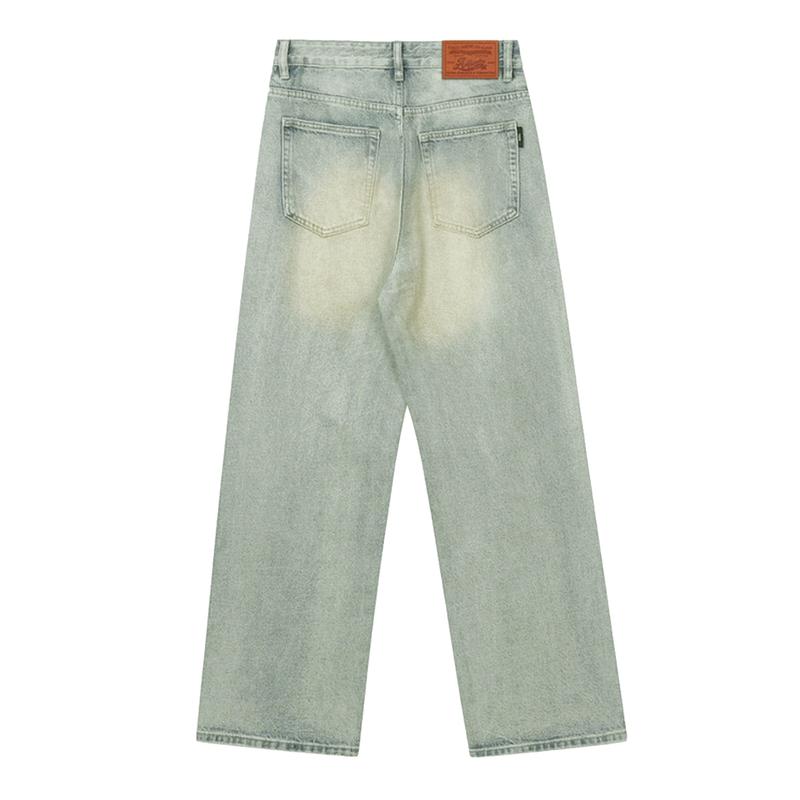 Aelfric Eden Basic Unisex Essential Loose Jeans Basic Regular Jeans Classic Blue Denim for Men & Women