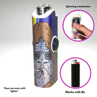 FLKR LYTR: Sassy Sasquatch Fidget Spinning lighter case White Body, works with BIC, High quality polypropylene body for durability