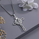 DRINSPER Saint Benedict Cross Necklace 925 Sterling Silver San Benito Pendant Necklace, Pardon Crucifix Necklace, Religious Jewelry for Men Women