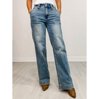 Judy Blue DOUBLE TAKE Double Button Waistband Wide Leg Jeans