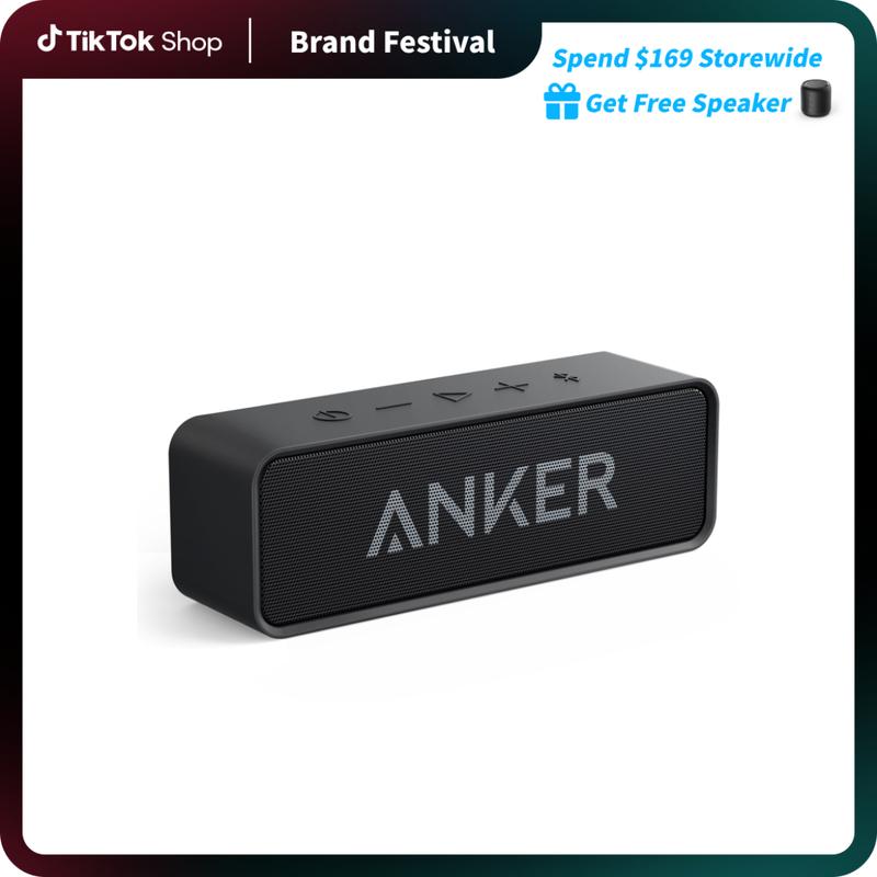 soundcore by Anker Portable Bluetooth Speaker, 24H Playtime, 6W Stereo Sound, Rich Bass, IPX5 Waterproof, Built-in Mic, Ideal for Smartphone