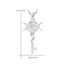 Audinceed Hecate's Key S925 Sterling Silver Moonstone Necklace, Witchtok Collection, Hekate Triple Moon Goddess Pagan Wiccan Magic Silver Necklace Pendant Protection Blessed Amulet Jewelry Gift for Women Men