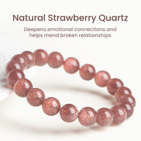 Natural Strawberry Quartz Beaded Bracelet – Genuine Crystal Healing Stone Jewelry