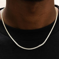 Micro Tennis Necklace in Yellow Gold - 2mm Width Jewelry for Men & Women 16" to 28" Lengths 18k Gold Plated Chain with CZ Stones