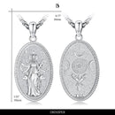 DRINSPER Hecate Necklace 925 Sterling Silver Goddess of Witches of Magic Hekate Pendant Necklace Ancient Greek Mythology Night of Hekate The Ancient Origins of the Goddess of Witchcraft and Moon Amulet Jewelry Pagan Jewelry for Women Men