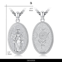 DRINSPER Hecate Necklace 925 Sterling Silver Goddess of Witches of Magic Hekate Pendant Necklace Ancient Greek Mythology Night of Hekate The Ancient Origins of the Goddess of Witchcraft and Moon Amulet Jewelry Pagan Jewelry for Women Men