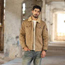 MAGCOMSEN Men's Winter Jacket Sherpa Lined Jacket Warm Trucker Coat Multi Pocket Casual Collared Menswear Tops Cotton Fleece Long Sleeve