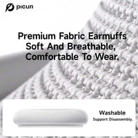 Picun F8 Pro Wireless Headphones - 52dB Noise Cancellation, 5 Smart ENC Mics, Detachable Fabric Ear Cushions, 140 Hour Standby, Seamless Dual Device Connection for All-Day Use and Boosted Productivity