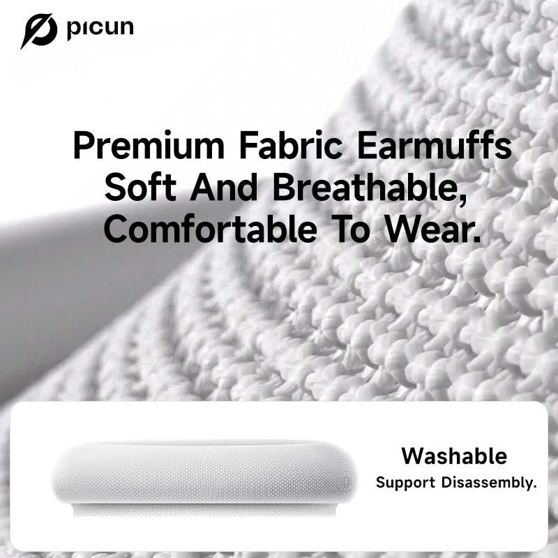 Picun F8 Pro Wireless Headphones - 52dB Noise Cancellation, 5 Smart ENC Mics, Detachable Fabric Ear Cushions, 140 Hour Standby, Seamless Dual Device Connection for All-Day Use and Boosted Productivity