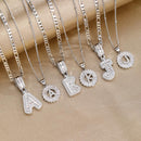 [LeBijouLab] 2 Pieces Initial Letter Necklace Set with Zirconia Stones, Golden & Silver Bubble Initial Necklaces for Women, Birthday Gifts Anniversary Gift Initial Letter Alphabet Necklace