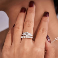 10/10 Moissanite Lab-Created 2Colors Set Ring 2CT VVS Clarity 14K Gold Plated Stackable 3 Stones Hypoallergenic Band for Women Wedding Engagement Birthday Gift Anniversary Prom Party Holiday Date Casual Bling Iced Jewelry