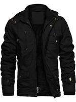 Men's Solid Pocket Zipper Detachable Hood Design Jacket, Regular Fit Casual Long Sleeve Button Hooded Outerwear for Fall & Winter, Men's Clothes for Daily Wear