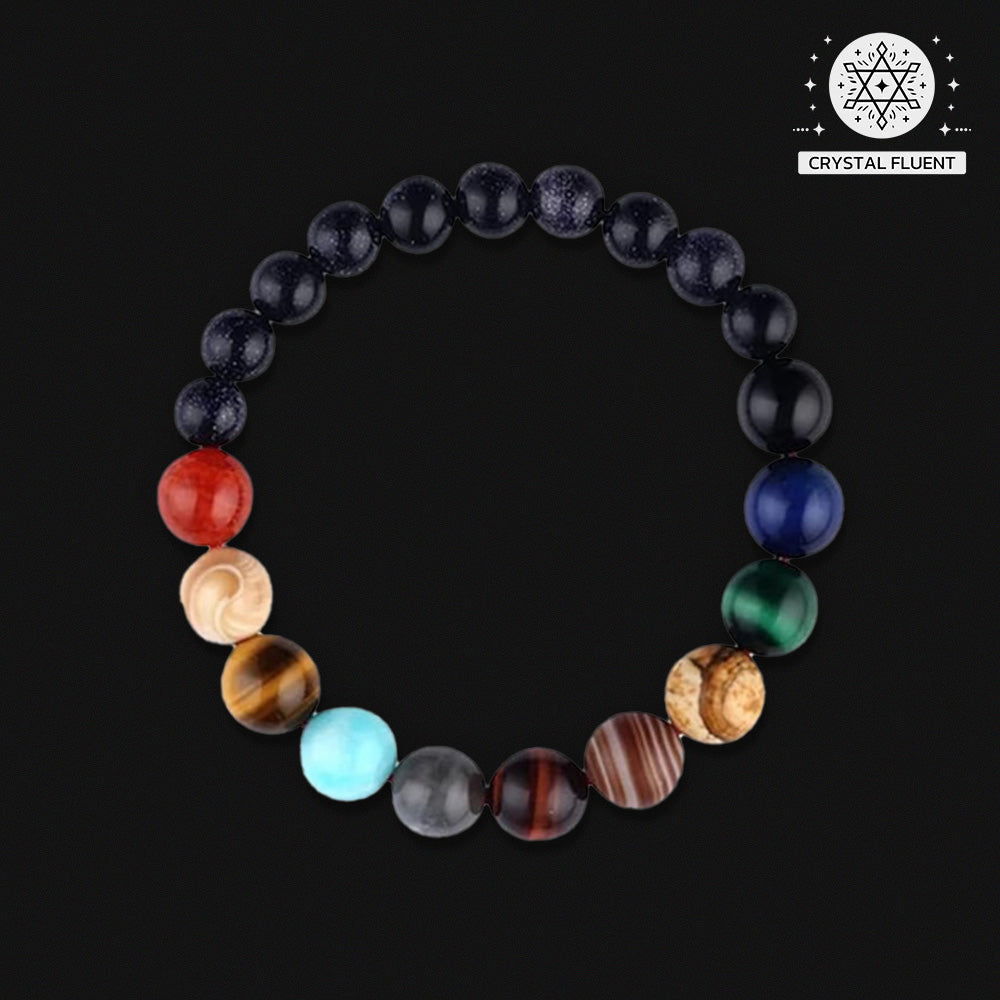 Solar System Bracelet Universe Galaxy The Eight Planets Guardian Star Natural Stone Beads Bracelet