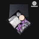 Natural Amethyst Raw Crystal Set – Hexagonal Point Tower & Crushed Stones, Healing Gemstone Collection