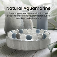 Natural Aquamarine Beaded Bracelet – Handmade Minimalist Gemstone Jewelry for Men and Women