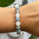 Natural Aquamarine Beaded Bracelet – Handmade Minimalist Gemstone Jewelry for Men and Women