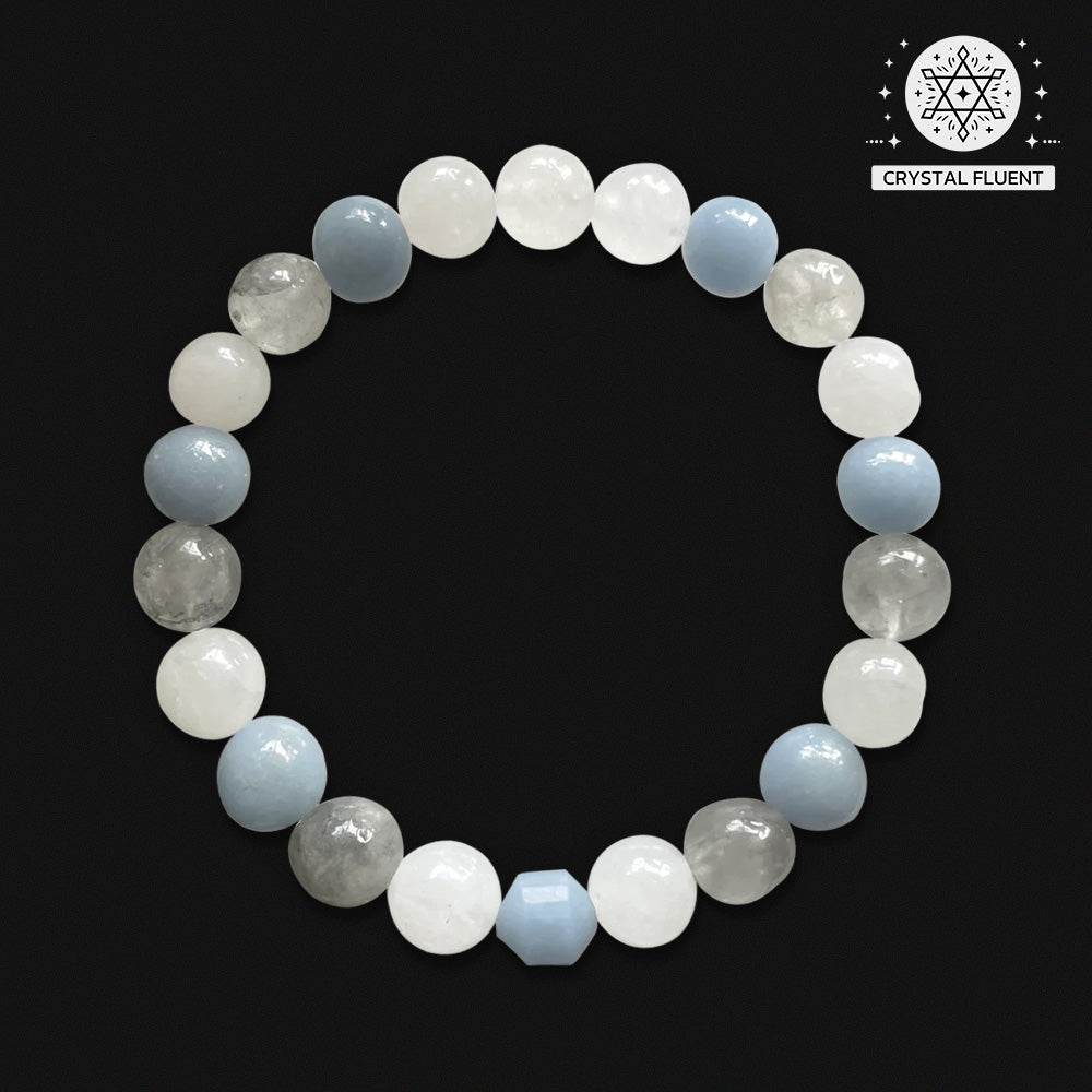 Natural Aquamarine Beaded Bracelet – Handmade Minimalist Gemstone Jewelry for Men and Women