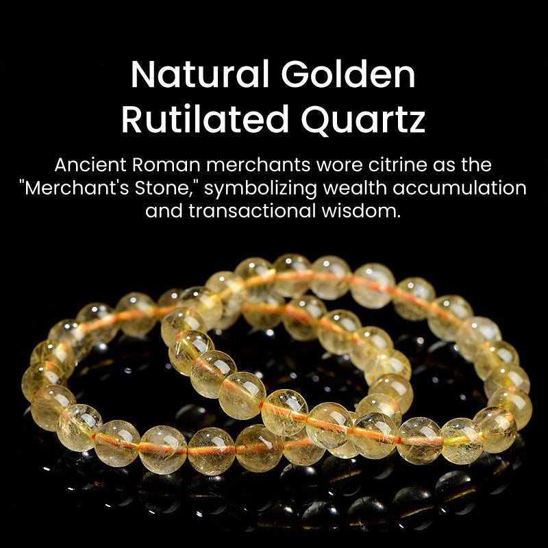 Natural Golden Rutilated Quartz Beaded Bracelet – Minimalist Luxury Design for Women