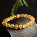 Natural Golden Rutilated Quartz Beaded Bracelet – Minimalist Luxury Design for Women