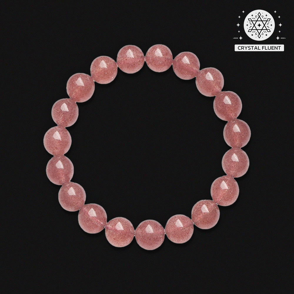 Natural Strawberry Quartz Beaded Bracelet – Genuine Crystal Healing Stone Jewelry