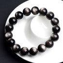 Natural Silver Sheen Obsidian Beaded Bracelet – Premium Grade Gemstone Jewelry