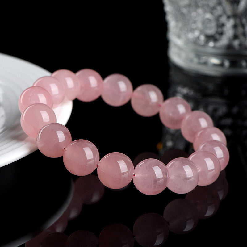 Natural Madagascar Rose Quartz Beaded Bracelet – Genuine Pink Gemstone Jewelry