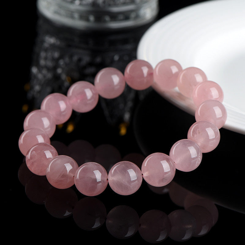 Natural Madagascar Rose Quartz Beaded Bracelet – Genuine Pink Gemstone Jewelry