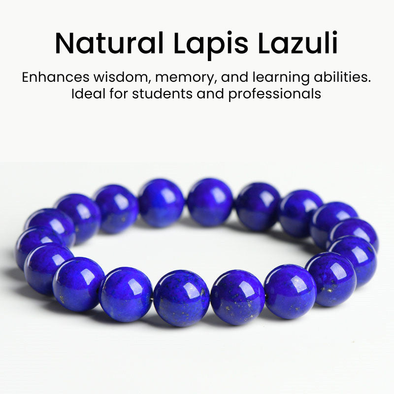 Natural Lapis Lazuli Beaded Bracelet – Genuine Afghan Blue Gemstone Jewelry for Men and Women